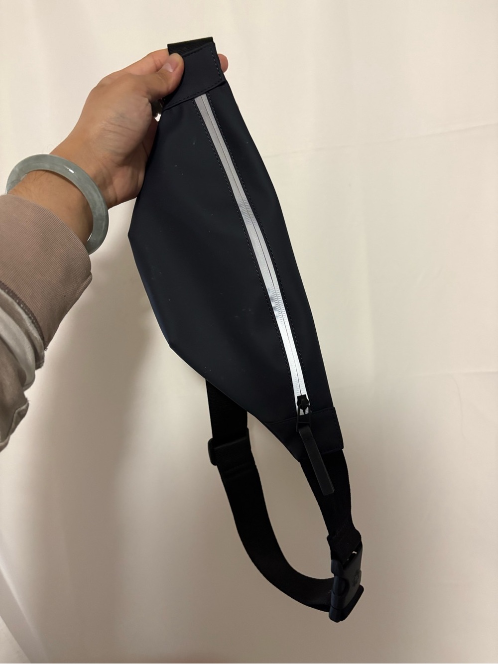Rains Black Sling Bag with Reflective Zip